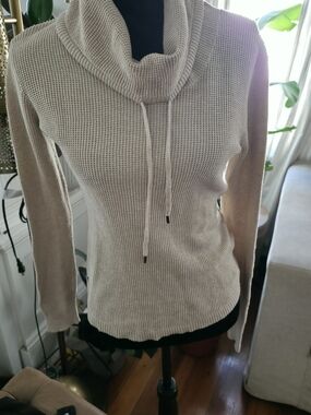 Ralph Lauren Black Label Beige Cowl Neck Knit Sweater